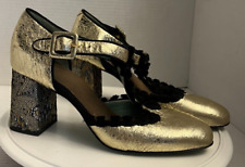 Sapato social Paola d' Arcano feminino 37,5 7 Anthropologie dourado salto rachado alça comprar usado  Enviando para Brazil
