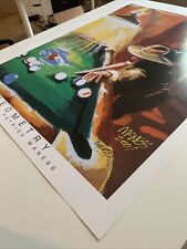 Juego de piscina taco de mesa bola estampado artístico blues pintura estampado firmado por Michael P. Maness segunda mano  Embacar hacia Argentina