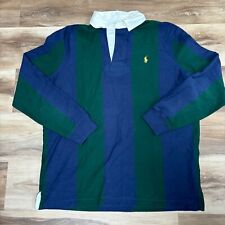 Camisa polo Ralph Lauren para hombre grande rugby clásica años 90 azul verde rayas verticales segunda mano  Embacar hacia Argentina