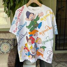 Vintage 90s Seven Dwarfs Snow White All Over Print Toni & Guy Size Large RARE for sale  Shipping to South Africa