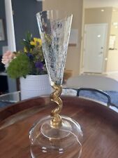 Vidrio de flauta de champán vidrio de arte callejero Union tallo en espiral dorado tallo texturizado de colección segunda mano  Embacar hacia Argentina