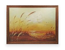 Original Signed Vintage Oil on Canvas - Sunset Over The Sea - Framed for sale  Shipping to South Africa
