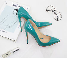 Usado, Sapatos finos femininos salto alto 12 cm couro envernizado biqueira pontiaguda cor sólida comprar usado  Enviando para Brazil