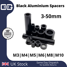 Black ANODISED Aluminium Spacers M3 M4 M5 M6 M8 M10 Stand Off Collar Bush for sale  Shipping to South Africa