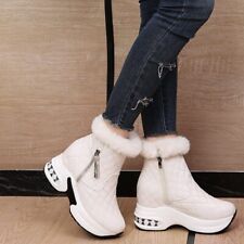 Botas de neve femininas plataforma quente inverno zíper tornozelo salto alto sapatos casuais, usado comprar usado  Enviando para Brazil