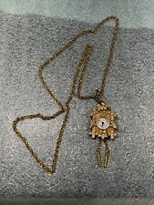 Lindenwold Watch Pendant Necklace Women Gold Tone Cuckoo Cuckoo Clock Working for sale  Shipping to South Africa