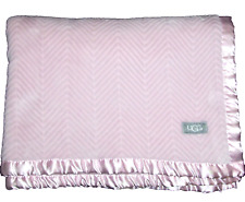 UGG Pink Textured Chevron Baby Blanket Herringbone Satin Trim Lovey 30 x 40" for sale  Shipping to South Africa