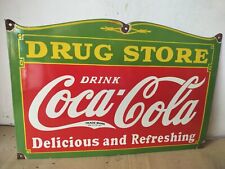 Drink Coca Cola Drug Store Porcelain Enamel Sign  27 x 18 Inches, used for sale  Shipping to South Africa