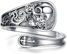 Anillo de peces plata 925 anillo calavera mujer moda joyería fiesta regalos talla abierta segunda mano  Embacar hacia Argentina