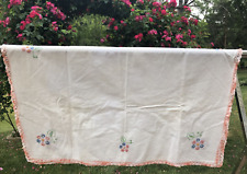 Mantel Bordado Floral Vintage Rosa Melocotón Granja Cottagecore Crochet, usado segunda mano  Embacar hacia Argentina