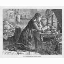 The Poor Seamstress on Christmas Morning - Estampado antiguo 1877, usado segunda mano  Embacar hacia Argentina