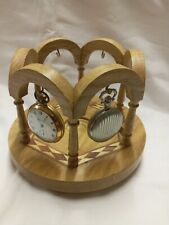 Oak Revolving pocket watch display stand six watches with wood inlay for sale  CREWE