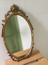 Vintage Antique Styled Ornate Baroque Gold Metal Oval Wall Mirror #7003 for sale  Shipping to South Africa