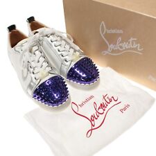Christian Louboutin NWD Louis Junior Spikes Sneakers Size 44 US 11 White/Blue for sale  Shipping to South Africa