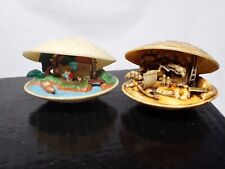 2 Moinho de roda de água móvel vintage japonês esculpido concha de molusco celulóide diorama comprar usado  Enviando para Brazil