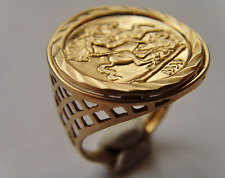 9ct Gold St George & Dragon Coin Style Ring Hallmarked UK Size L 1/2 Dates  1999 for sale  WATERLOOVILLE