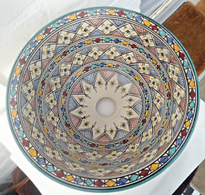 HAND PAINTED  CERAMIC HAND WASH BASIN * FES POTTERY 35 cm MULTICOLOUR, used for sale  Shipping to South Africa