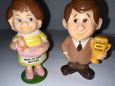 Berries 1970 Hong Kong WORLDs BEST FATHER & MOTHER Figurines Vintage 4.5 for sale  Shipping to South Africa