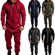 Mens Long Sleeve Hooded Playsuit 1Onesie All In One Zip Jumpsuit Casual Romper for sale  UK