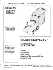 Used, Operator Maintenance Manual Fits Craftsman Yard Vacuum 5HP Model No. 987.799600 for sale  New York