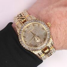Relógio masculino Techno King acabamento dourado pulseira de metal moda hip hop, usado comprar usado  Enviando para Brazil