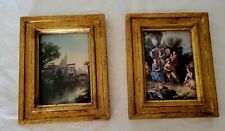 Vintage Italian Gilt Wood Gold Framed  Mini Art Wall Hangings for sale  Shipping to South Africa