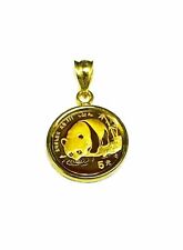 Pingente amuleto urso panda chinês moeda 20" mm folheado a ouro amarelo 14k - corrente grátis, usado comprar usado  Enviando para Brazil