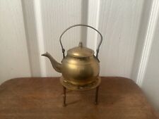 Vintage Brass Teapot Tea Pot Kettle and Trivet Stand Ornament for sale  Shipping to South Africa