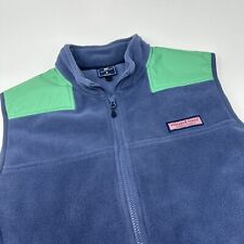 Chaleco de lana polar Vineyard Vines para hombre M azul verde color bloque logotipo ballena segunda mano  Embacar hacia Argentina