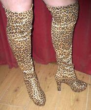Leopard velvet boots for sale  CROYDON