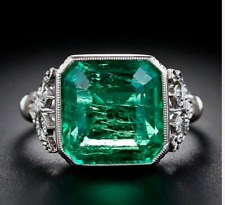4.50 Ct Old European Lab-Created Emerald Engagement Wedding Ring Sterling Silver for sale  Shipping to South Africa