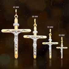 Pingente cruz religiosa masculino crucifixo masculino feminino ouro 14K dois tons INRI, usado comprar usado  Enviando para Brazil