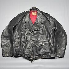 Vintage 50s Leather Motorcycle Biker Jacket Punk Broken Zip for sale  Shipping to South Africa