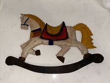 Decoração de parede vintage de madeira esculpida à mão pintada cavalo de balanço, usado comprar usado  Enviando para Brazil