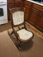 Cadeira de balanço vintage dobrável estilo vitoriano madeira tapeçaria floral, usado comprar usado  Enviando para Brazil