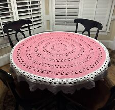 Tapete redondo de algodão crochê, toalha de mesa, rosa comprar usado  Enviando para Brazil