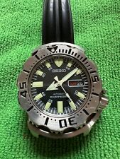 Seiko relógio de mergulho automático monstro mostrador preto nova pulseira OEM + pulseira de borracha comprar usado  Enviando para Brazil