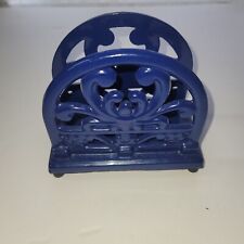 Napkin Holder COBALT Blue Enamel Cast Iron Footed for sale  Shipping to South Africa