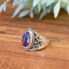 Handmade Heavy 925 Sterling Silver Natural Purple Copper Turquoise Women Ring for sale  Shipping to South Africa