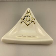 Vintage Mason Masonic Freemason Ceramic Triangular Ashtray Signed "DJR 2-81" for sale  Shipping to South Africa