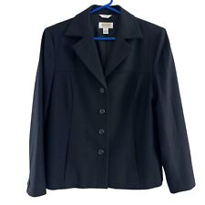 Blazer Talbots preto tecido de lã stretch jaqueta feminina de quatro botões 10P comprar usado  Enviando para Brazil