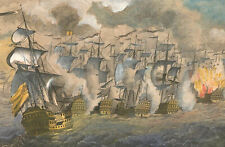 Brugt, 1804 Etching - The Defeat of the French Fleet til salg  Sendes til Denmark