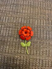 Vintage Pin Flower Orange Enamel Retro for sale  Shipping to South Africa