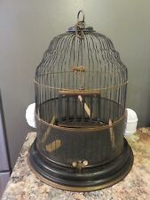 Usado, Cúpula De Metal Alambre Vintage Antiguo Colgante Canario Jaula de pájaro con alimentador de accesorios segunda mano  Embacar hacia Spain