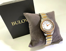 Bulova relógio feminino quartzo Swarovski cristal detalhes 32mm 98L246 509-DS10, usado comprar usado  Enviando para Brazil