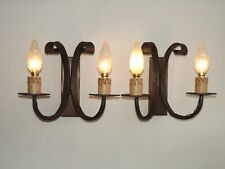 Luzes de parede duplas francesas vintage forjadas à mão de ferro forjado e madeira 4403 comprar usado  Enviando para Brazil