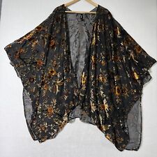 Torrid Golden Floral Velvet Burnout Sheer Black Kimono One Size Gypsy Boho for sale  Shipping to South Africa