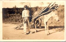 Postal Vintage RPPC Transportando Madera en Burro México Marino Foto A10 segunda mano  Embacar hacia Argentina