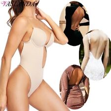 Fajas Colombianas Backless Invisible Body Shaper U Plunge Bra Deep V Bodysuit US for sale  Shipping to South Africa