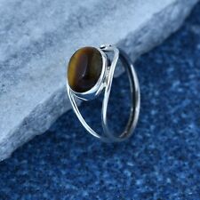 Solid 925 Sterling Silver Tigers Eye Ring Christmas Gift Jewelry J18 for sale  Shipping to South Africa